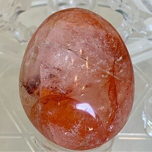 2" RED FIRE QUARTZ Hematoid Crystal Polished Palm Stone Tumble Madagascar 70g